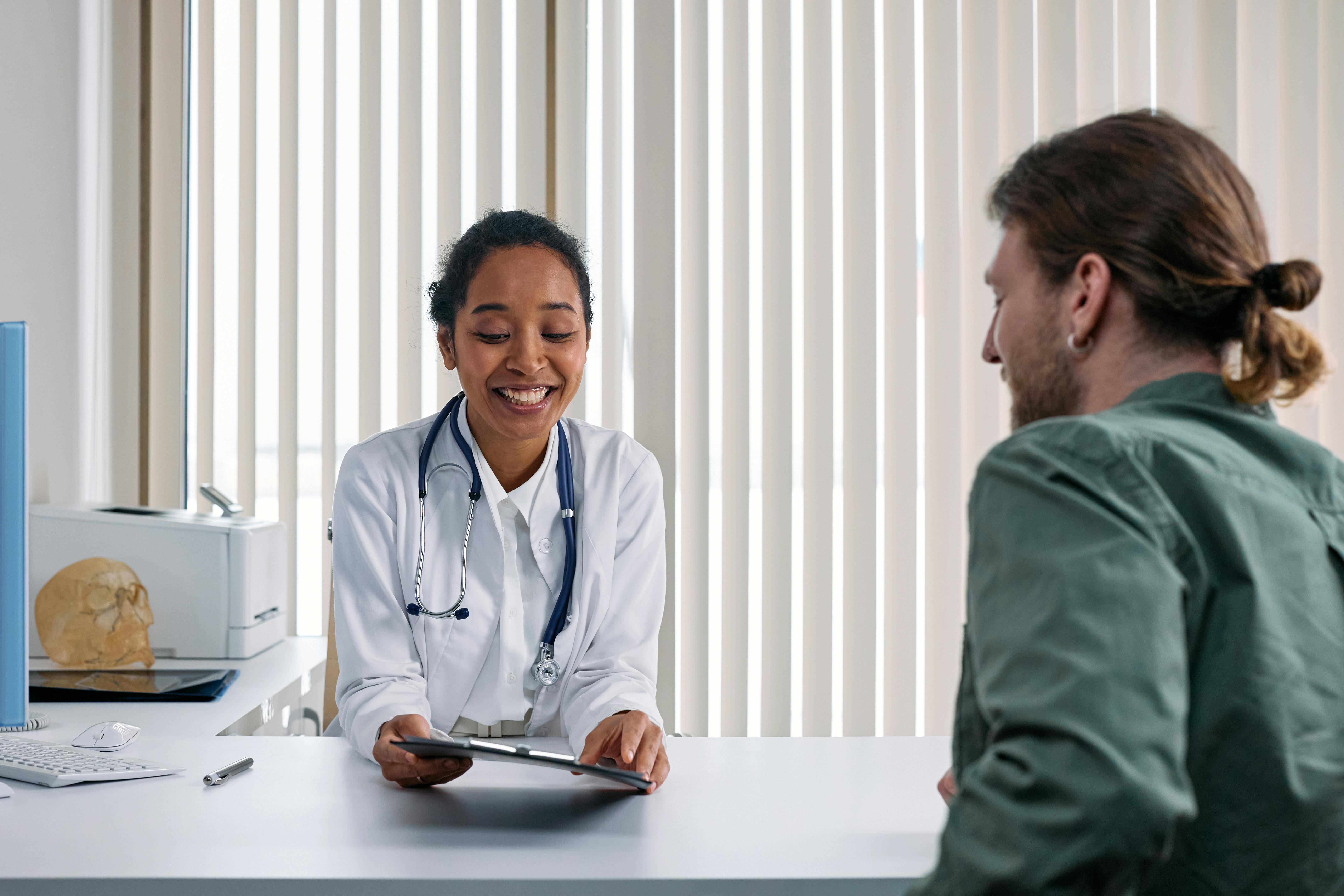 AI system analyzing medical scans in a modern healthcare facility